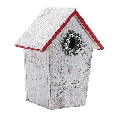 Melrose 4-Piece Flocked Wood Birdhouse Set Table Decor