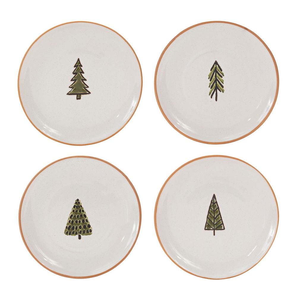 Melrose 4-Piece Ceramic Pine Tree Plate Set