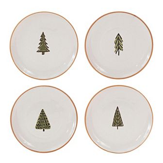 Melrose 4 pc Ceramic Pine Tree Plate Set