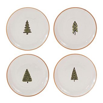 Melrose 4 pc Ceramic Pine Tree Plate Set