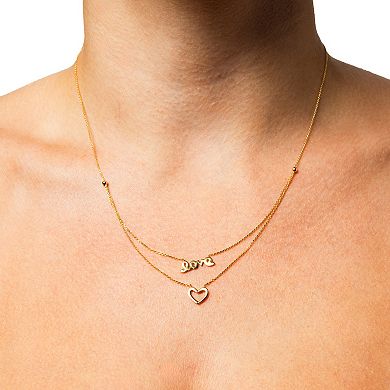 Taylor Grace 10k Gold 2-Layer Love & Heart Necklace