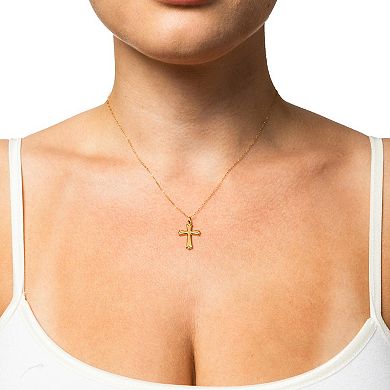 Taylor Grace 10k Gold Puffed Cross Pendant Necklace