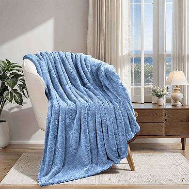 SUPERIOR Solid Fleece Medium Weight Ultra-Plush Throw Blanket