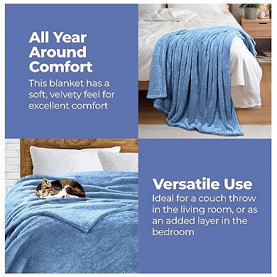SUPERIOR Solid Fleece Medium Weight Ultra-Plush Throw Blanket