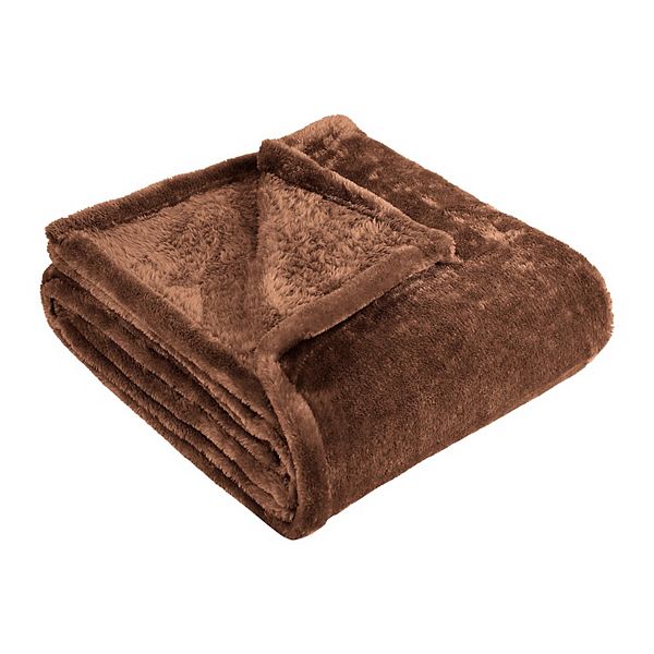 Superior Super Soft Plush Fleece Blanket, Adult/Teen, Twin 66" x 90", Chocolate