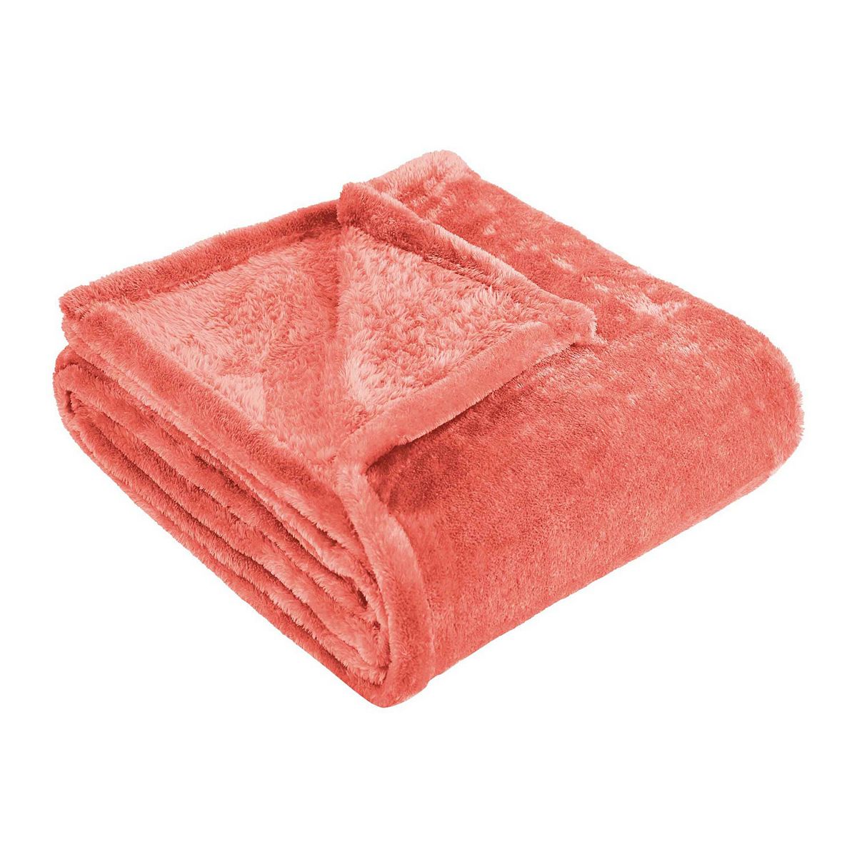 SUPERIOR Solid Fleece Medium Weight Ultra-Plush Throw Blanket - Coral, THROW