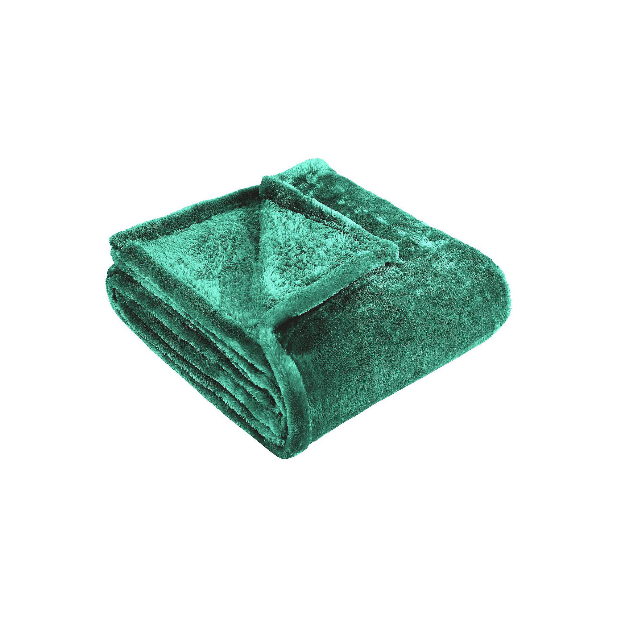 SUPERIOR Solid Fleece Medium Weight Ultra-Plush Throw Blanket, Green