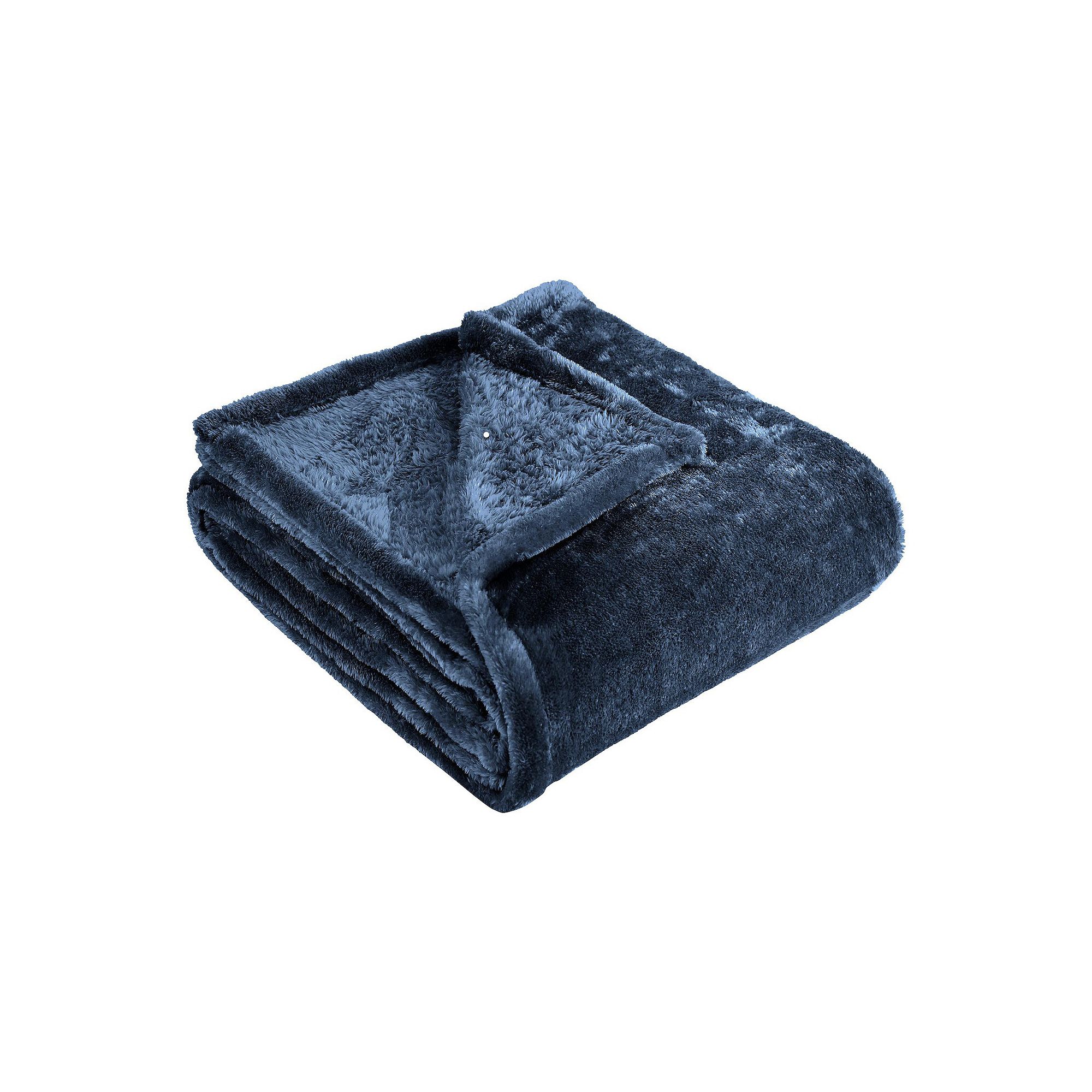 SUPERIOR Solid Fleece Medium Weight Ultra-Plush Throw Blanket, Navy Blue