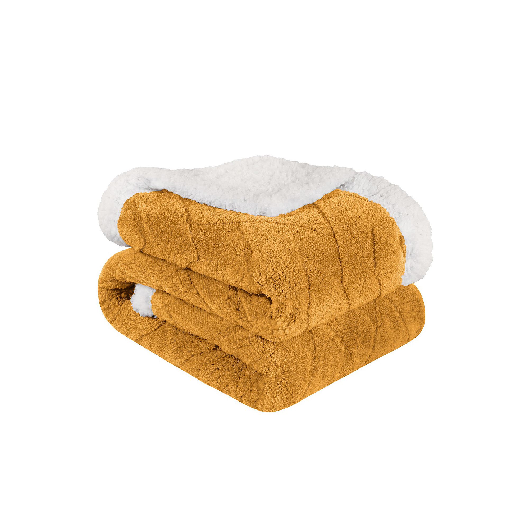 SUPERIOR Nuuk Reversible Plush Sherpa Fleece Blanket, Gold