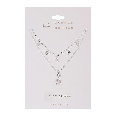 LC Lauren Conrad Sterling Silver 2-Row Charm Pendant Necklace