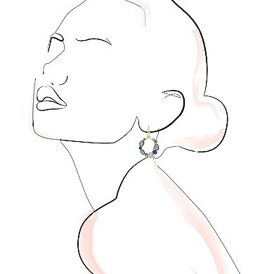 LC Lauren Conrad Gold Tone Blue Stone Hoop Dangle Earrings