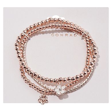 LC Lauren Conrad Rose Gold Tone 3-Pack Flower Charms Bracelet Set