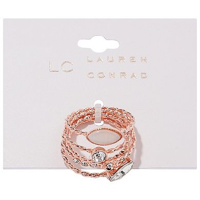 LC Lauren Conrad 5-pc. Rose Gold Tone Navette Oval Flower Ring Set - Size 9
