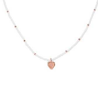 LC Lauren Conrad Rose Gold Tone Pink & White Heart Pendant Necklace