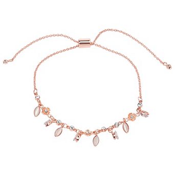 LC Lauren Conrad Rose Gold Tone Crystal Charms Adjustable Bracelet