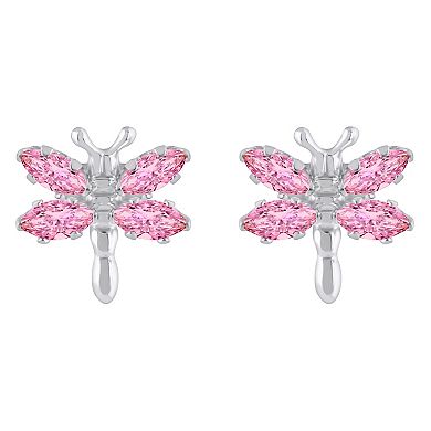 Celebration Gems Sterling Silver Cubic Zirconia Dragonfly Stud Earrings