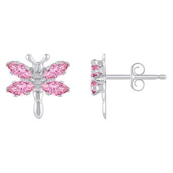 Celebration Gems Sterling Silver Cubic Zirconia Dragonfly Stud Earrings