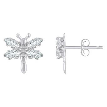 Celebration Gems Sterling Silver Cubic Zirconia Dragonfly Stud Earrings