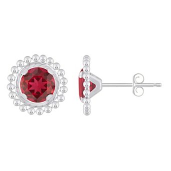 Celebration Gems Sterling Silver Round Lab-Created Gemstone Beaded Martini Stud Earrings