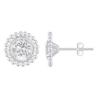 Celebration Gems Sterling Silver Round Gemstone Beaded Martini Stud Earrings