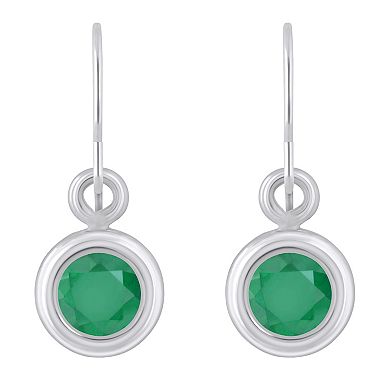 Celebration Gems Sterling Silver 4 mm Round Gemstone Drop Earrings