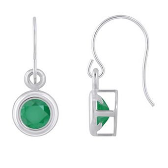 Celebration Gems Sterling Silver 4 mm Round Gemstone Drop Earrings