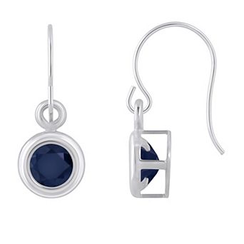 Celebration Gems Sterling Silver 4 mm Round Gemstone Drop Earrings