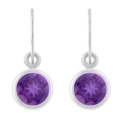 Celebration Gems Sterling Silver 5 mm Round Gemstone Drop Earrings