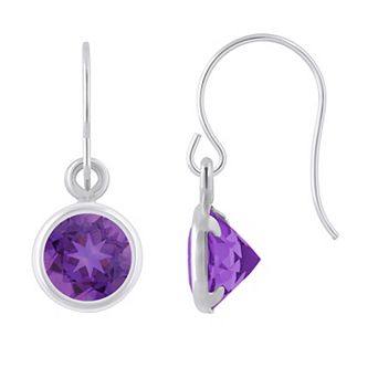 Celebration Gems Sterling Silver 5 mm Round Gemstone Drop Earrings