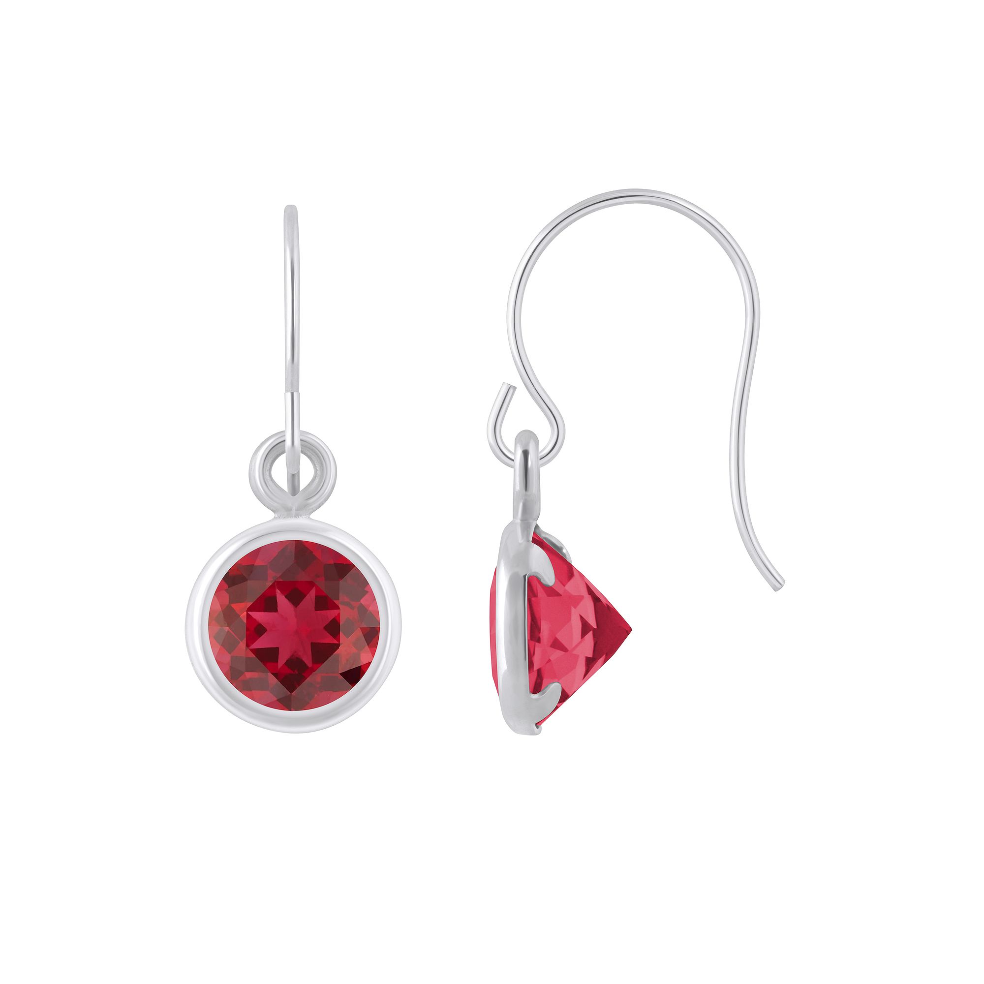 Celebration Gems Sterling Silver 5 mm Round Gemstone Drop Earrings, Womens
