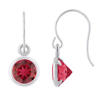 Celebration Gems Sterling Silver 5 mm Round Gemstone Drop Earrings