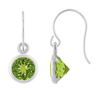 Celebration Gems Sterling Silver 5 mm Round Gemstone Drop Earrings