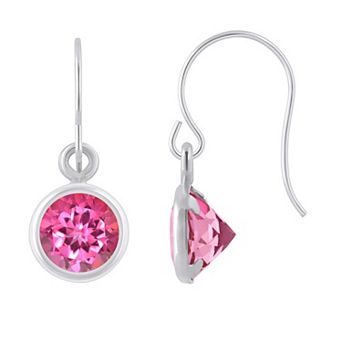 Celebration Gems Sterling Silver 5 mm Round Gemstone Drop Earrings