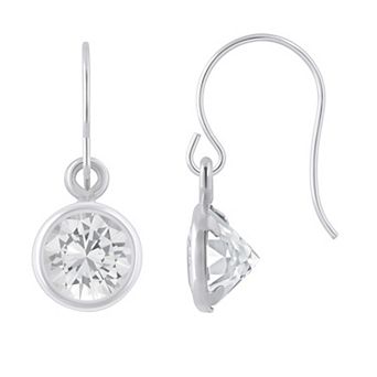 Celebration Gems Sterling Silver 5 mm Round Gemstone Drop Earrings