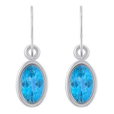 Celebration Gems Sterling Silver Oval Gemstone Drop Earrings