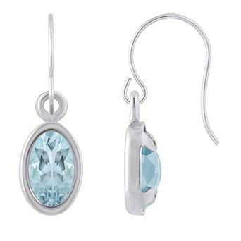 Celebration Gems Sterling Silver Oval Gemstone Drop Earrings