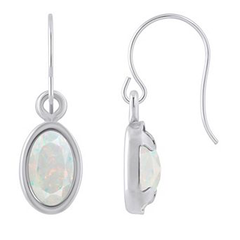 Celebration Gems Sterling Silver Oval Gemstone Drop Earrings