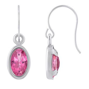 Celebration Gems Sterling Silver Oval Gemstone Drop Earrings
