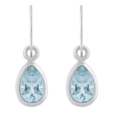 Celebration Gems Sterling Silver Pear Shape Gemstone Drop Earrings