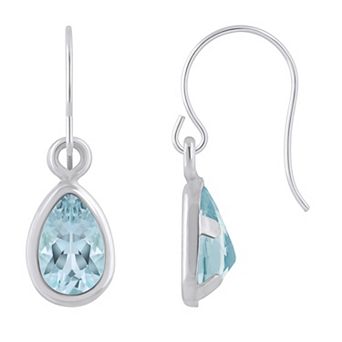 Celebration Gems Sterling Silver Pear Shape Gemstone Drop Earrings
