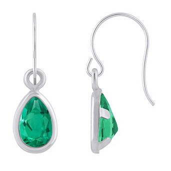 Celebration Gems Sterling Silver Pear Shape Gemstone Drop Earrings