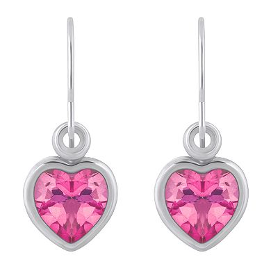 Celebration Gems Sterling Silver 5 mm Heart Shape Gemstone Drop Earrings