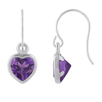 Celebration Gems Sterling Silver 5 mm Heart Shape Gemstone Drop Earrings