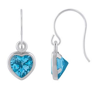 Celebration Gems Sterling Silver 5 mm Heart Shape Gemstone Drop Earrings