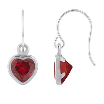 Celebration Gems Sterling Silver 5 mm Heart Shape Gemstone Drop Earrings