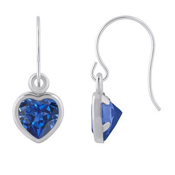 Celebration Gems Sterling Silver 5 mm Heart Shape Gemstone Drop Earrings