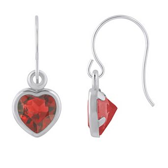 Celebration Gems Sterling Silver 5 mm Heart Shape Gemstone Drop Earrings