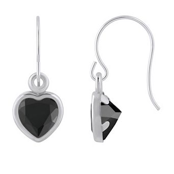 Celebration Gems Sterling Silver 5 mm Heart Shape Gemstone Drop Earrings