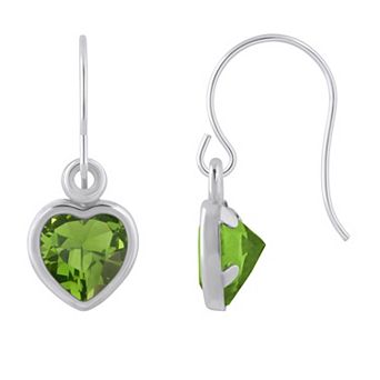 Celebration Gems Sterling Silver 5 mm Heart Shape Gemstone Drop Earrings
