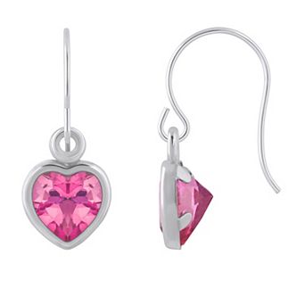 Celebration Gems Sterling Silver 5 mm Heart Shape Gemstone Drop Earrings